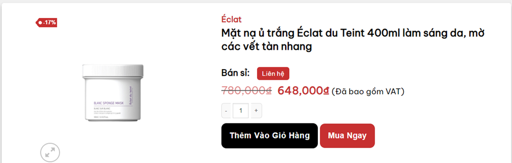 mua mặt nạ ủ trắng Éclat