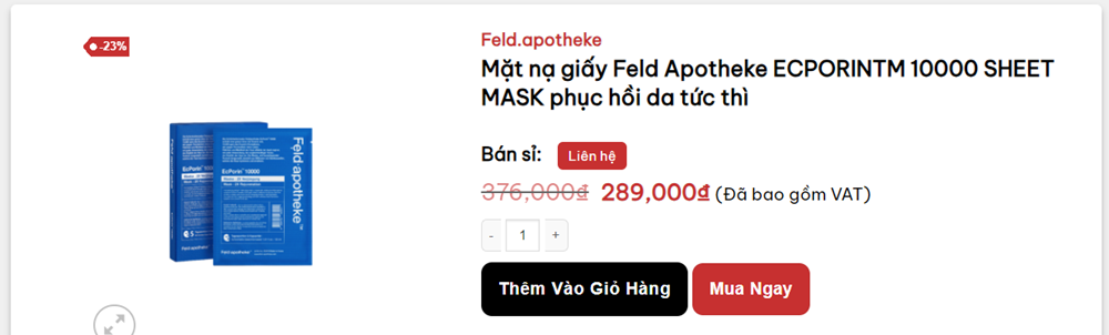 mua sản phẩm mặt nạ giấy feld apotheke ECPORINPT 10000 Sheet