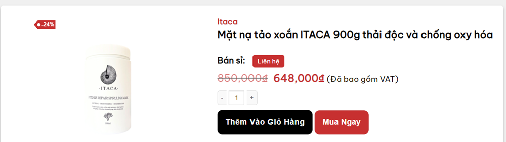 mua sản phẩm mặt nạ tảo xoắn ITACA