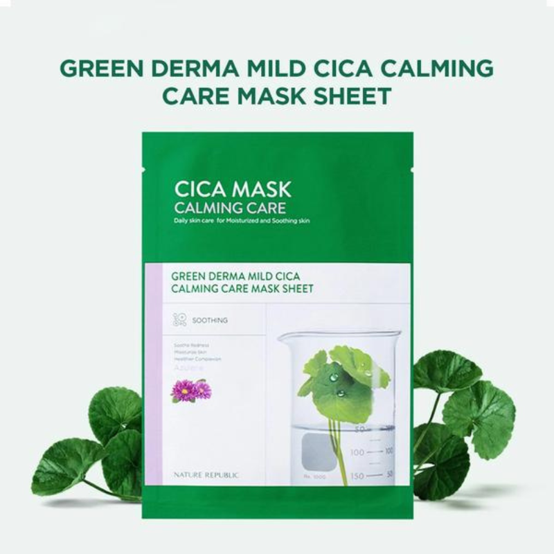 Mặt nạ Hàn Quốc căng bóng da Nature Republic Green Derma Mild Cica Calming Care Mask Sheet