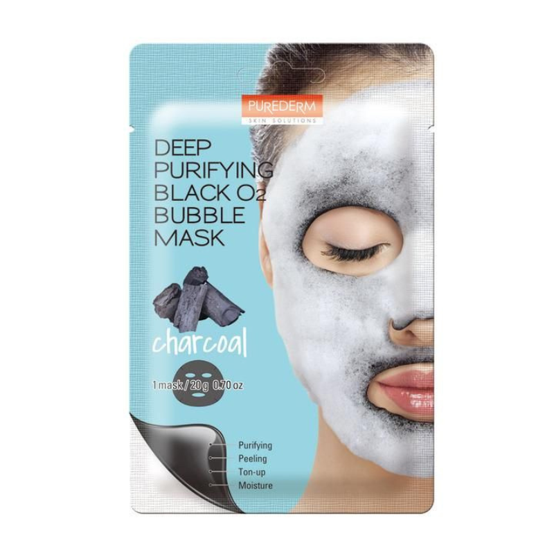 Mặt nạ thải độc sủi bọt Hàn Quốc Purederm Deep Purifying Black O2 Bubble Mask